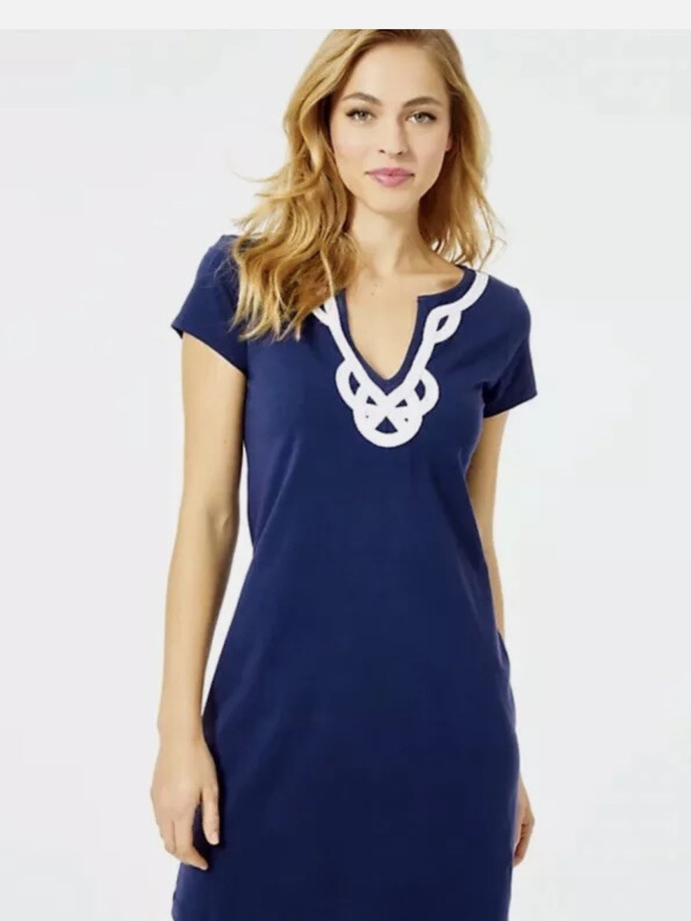 Lilly Pulitzer Navy Dress with White Trim V-Neck Small NWT